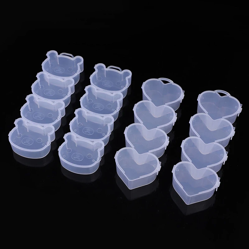 

Transparent Plastic Storage Box Set of 4 Bear Design Multi-grid Jewelry Earring Rubber Band Hairpin Organizer