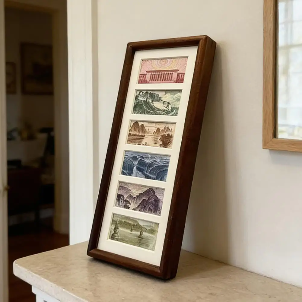 3 inch Photo Frame, 6-frame Picture Display Frame Retro Minimalism Home Decor Ornament for Memorabilia Award Photos