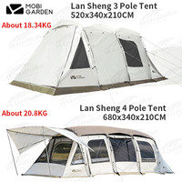 MOBI GARDEN 5-8 Person Camping Tunnel Tent Double Layer Waterproof Large Space Trapezoidal Outdoor Family Travel Tent 2 Rooms