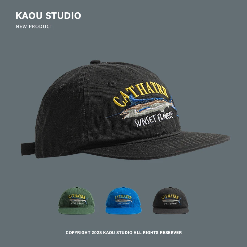 

retro flat-brimmed baseball cap men's and women's street trendy brand thorn big head circumference versatile hip-hop cap