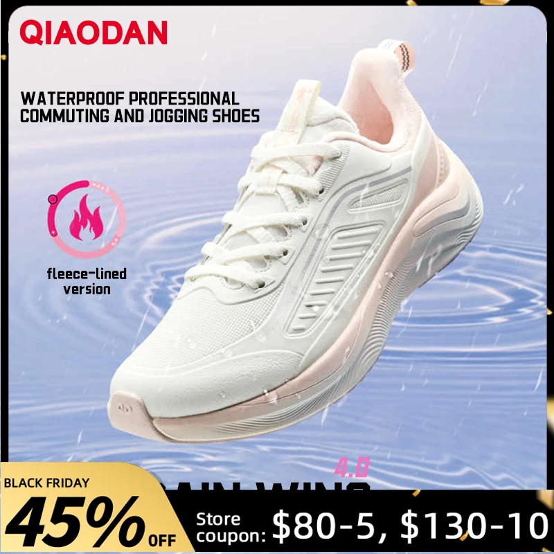 

QIAODAN Woman's Waterproof Running Shoes 2025 Autumn New Lightweight Sports Shoes Leather Shock-absorbing Sneakers QXB022244007B