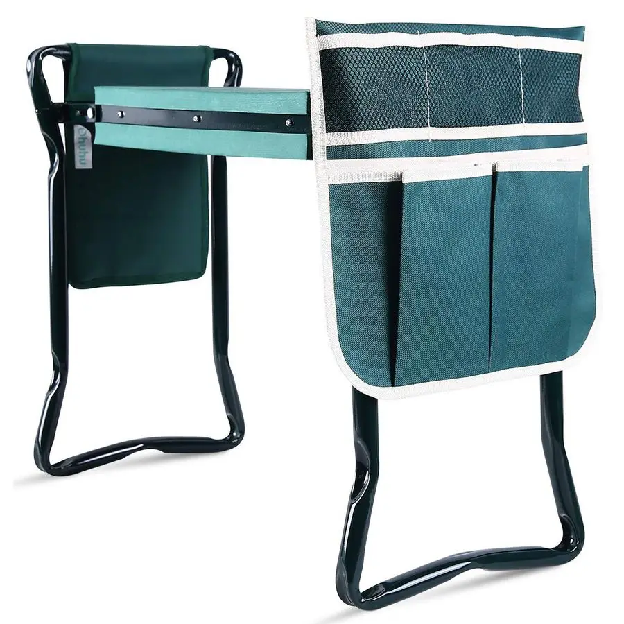 

Garden Kneeler and Seat, Heavy Duty Garden Stool with EVA Foam Kneeling Pad, Foldable Gardening Bench with 2 Tool Pouches, 2in1