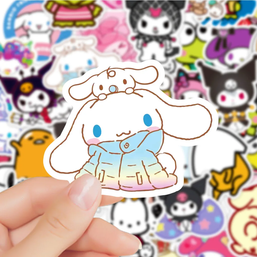 10/30/50pcs Mixed Sanrio Kuromi Pochacco Stickers Hello Kitty Cinnamoroll Decal Laptop Skateboard Suitcase Car Sticker for Kids