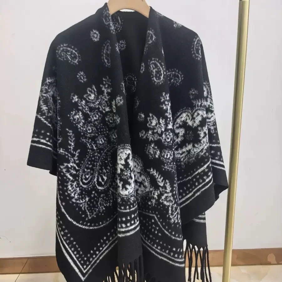 Herfst Winter Zachte Halswarming Sjaal Bovenkleding Thermische Sjaal Chinese Stijl Kalligrafie Print Modieus Gelaagdheid Cadeau P1