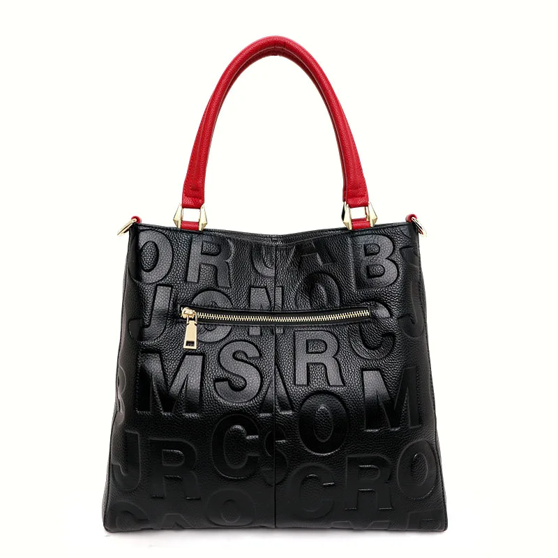 New Women's Handbag 2024 Large Capacity, Fashionable and Versatile, High Grade Letter Printed Cowhide Tote Bag