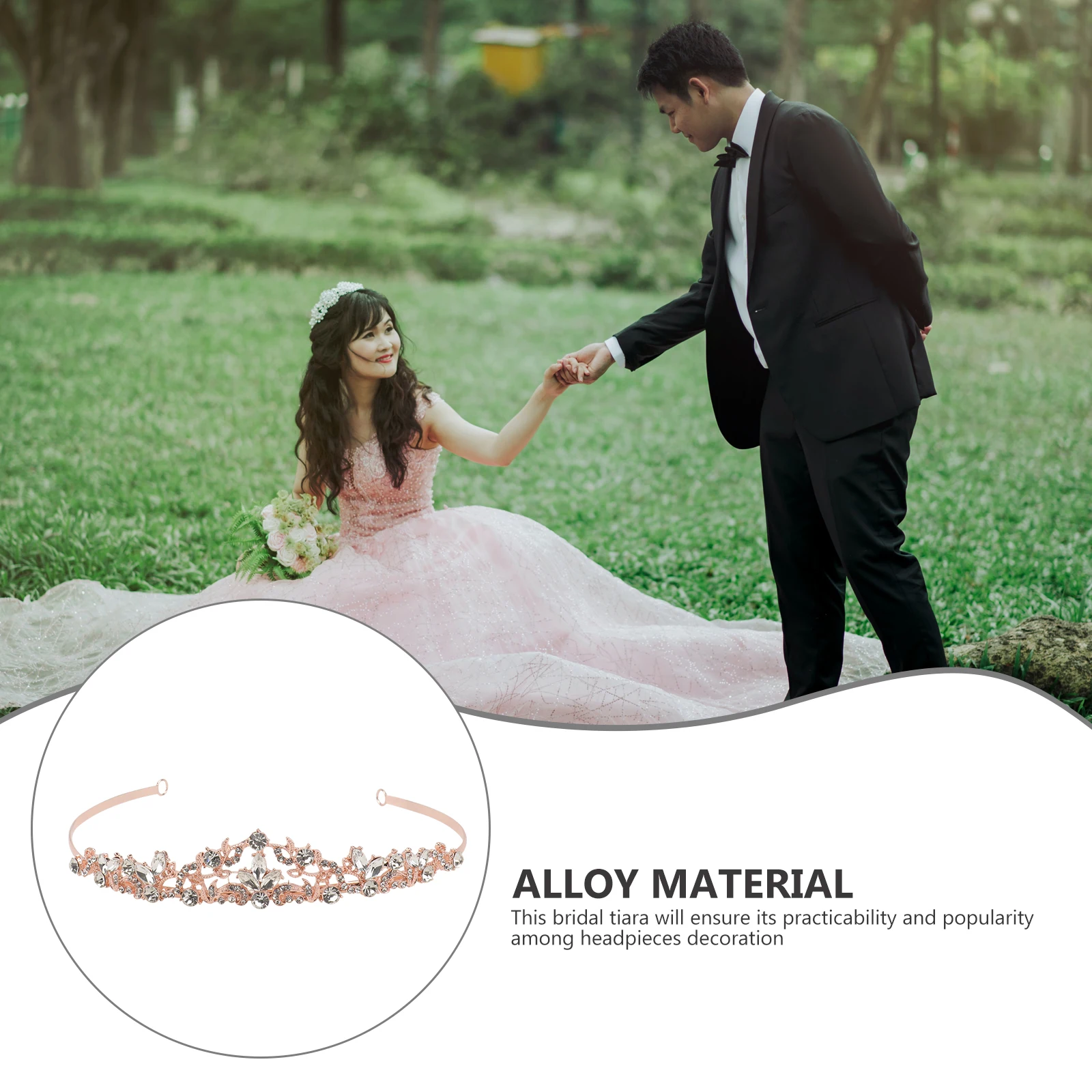 

Elegant Bridal Tiara Pearl Crown Wedding Hair Accessories Vine Branch Design Crystal Jewellery Decoration for Bride Engagement