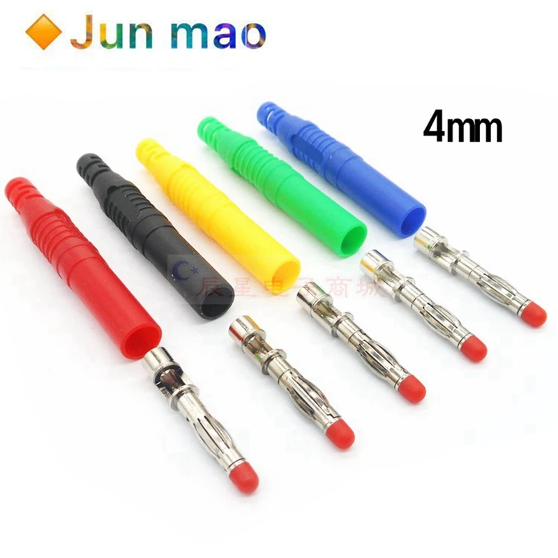 2 sztuk 4mm mężczyzna wtyczka bananowa prosto izolowane drutu bezpieczeństwa lutowane DIY złącza Instrument test wtyczki wysoki prąd wskaźnik napięcia — zdjęcie 2