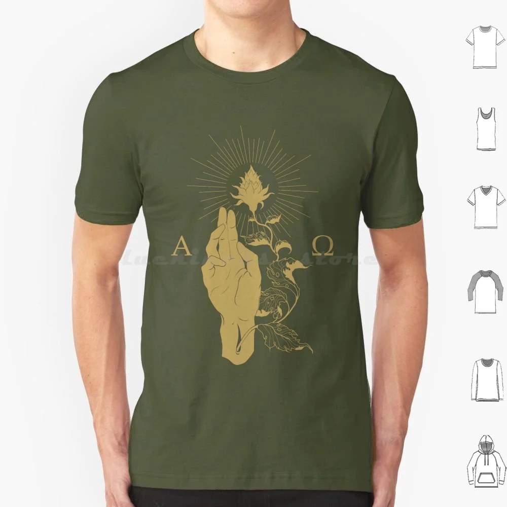 Alpha And Color T Shirt Big Size 100% Cotton Rotten Fantom Occult Minimalistic Graphic Nature Hand Plant Vegan Mystic Alchemic