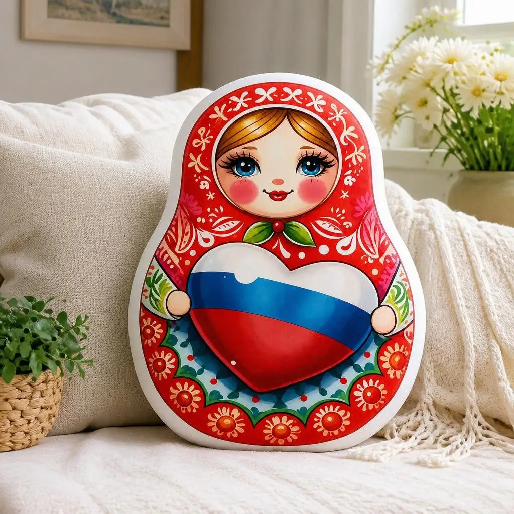 Matryoshka Russian Doll Russia Russian Art Gift Plush Pillow Cushion Irregular Stuffed Throw Pillow Home Decor Gift Sofa Bed