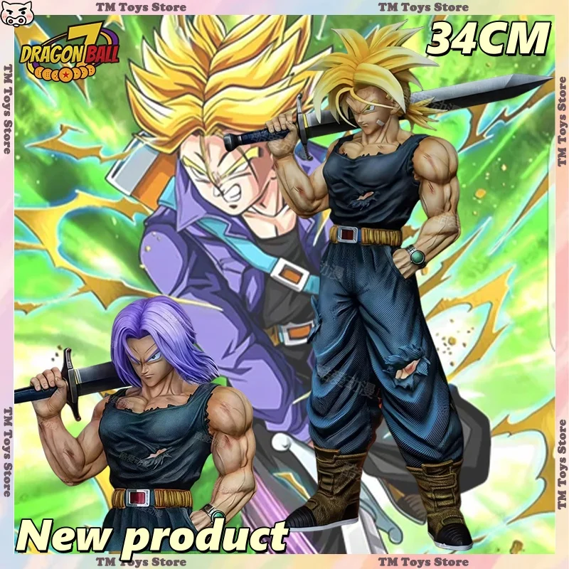 

New Dragon Ball Torankusu Anime Figure 34CM Trunks Figurine 2 Heads PVC Statue Desk Room Decoration Collection Model Toys Gifts
