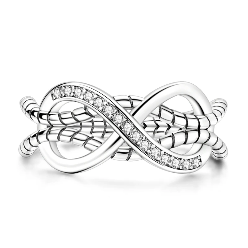 الأصلي 925 فضة خاتم تألق لانهائي متشابكة الحب الدائري للنساء مجوهرات للبنات هدايا المناسبات عيد ميلاد