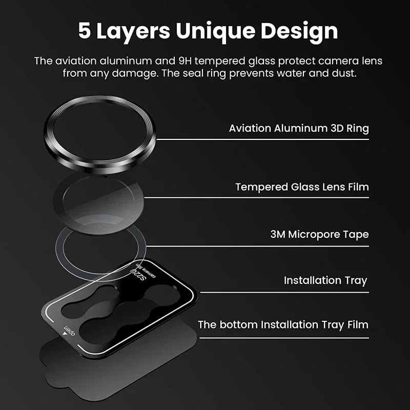 New For Samsung Galaxy S24ultra S24+ S24 Camera Protector Metal Ring Lens Glass For galaxy S23 Ultra S23+ FE Back Lens Cap Cover