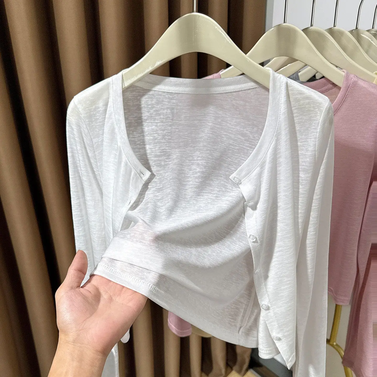 Dopamine Yellow Ice Silk Small Wrap Cardigan Women's Summer with Strap Outer Match Skirt Lightweight Sun Protection Air Condi...