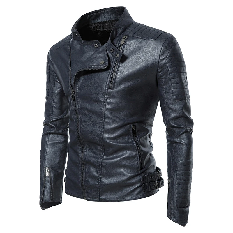 Winter Men's Warm Faux Leather Jackets Fashion Man Streetwear Motorcycle Leather Coats Men Fleece Windbreaker Biker PU Jackets