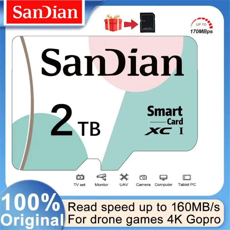 100% Micro TF SD 2TB ความเร็วสูงไมโคร TF SD การ์ด1TB การ์ดความจำโทรศัพท์มือถือคอมพิวเตอร์กล้องแฟลชการ์ดความจำ