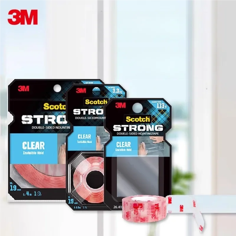 شريط سكوتش مزدوج الجوانب 3M، شريط تركيب شفاف 3M، للاستخدام الداخلي - لا حاجة إلى أدوات