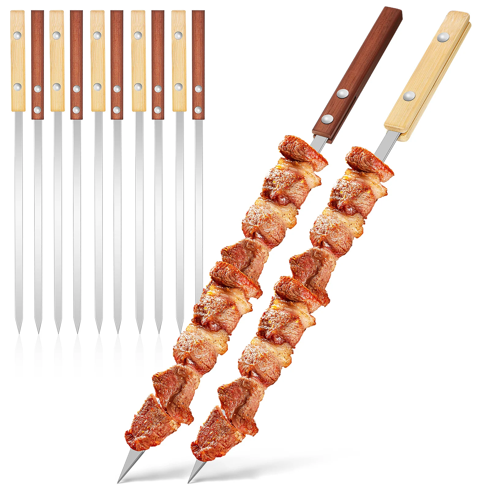 

12 Pcs BBQ Skewers 6 6 Bamboo 40cm Reusable Easy Clean Outdoor Barbecue Garden Picnic Camping Restaurant Kitchen Bar