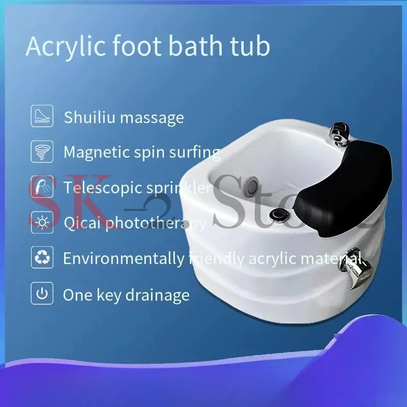 Round /  Square Professional Spa Jet Pedicure Spa Tub with 7 Color LED and Acrylic Foot Massage Tub for Salon & Home Spa