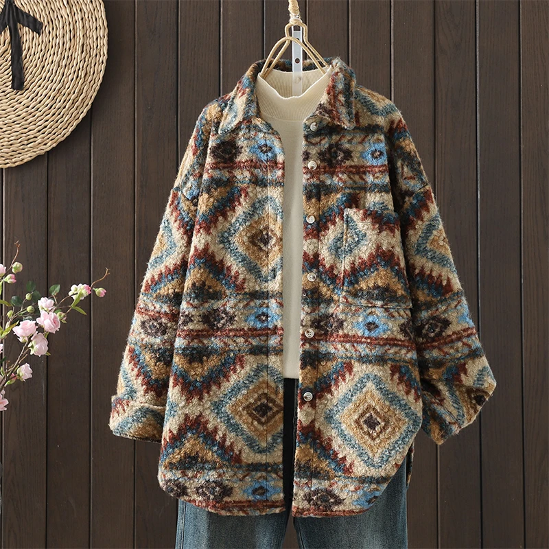 

Korean Sle Casual Versatile Slimming Loose Plaid Fce Outerwear Hongwei Woolen Coat for plus Size Women High Quali