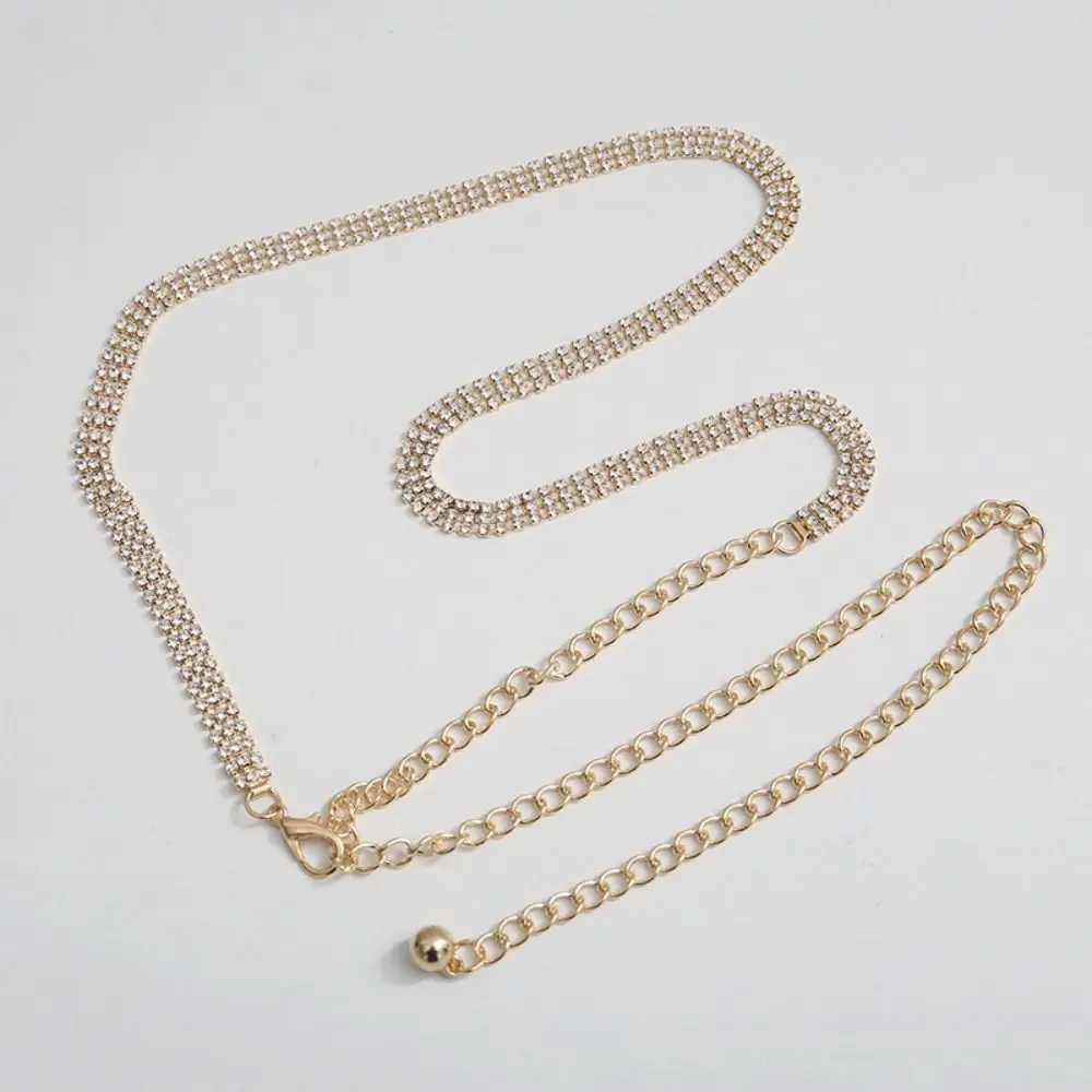 Sparkling Rhinestone Waist Chain Adjustable Elegant Summer Belt Lightweight Rhinestone Decor Elegant Waist Chain
