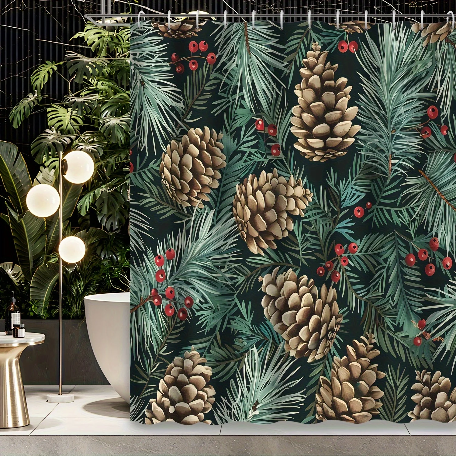 Cortina de ducha con significado de pantalla de 1 pieza, cortina de ducha decorativa impresa, incluidos 12 ganchos, cortinas de baño y accesorios de baño