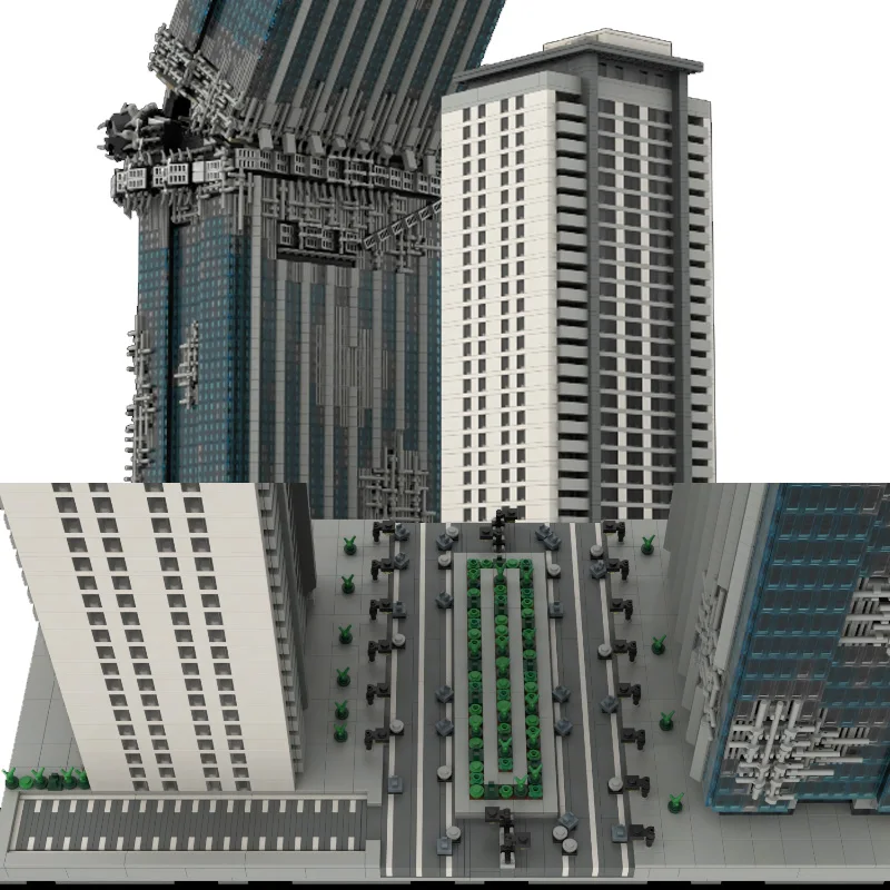 MOC بناء الالعاب العملاقة ناطحة السحاب انهيار النسخة نموذج 13196 قطعة العناصر الزخرفية الإبداعية تحدي ألعاب التجميع #2