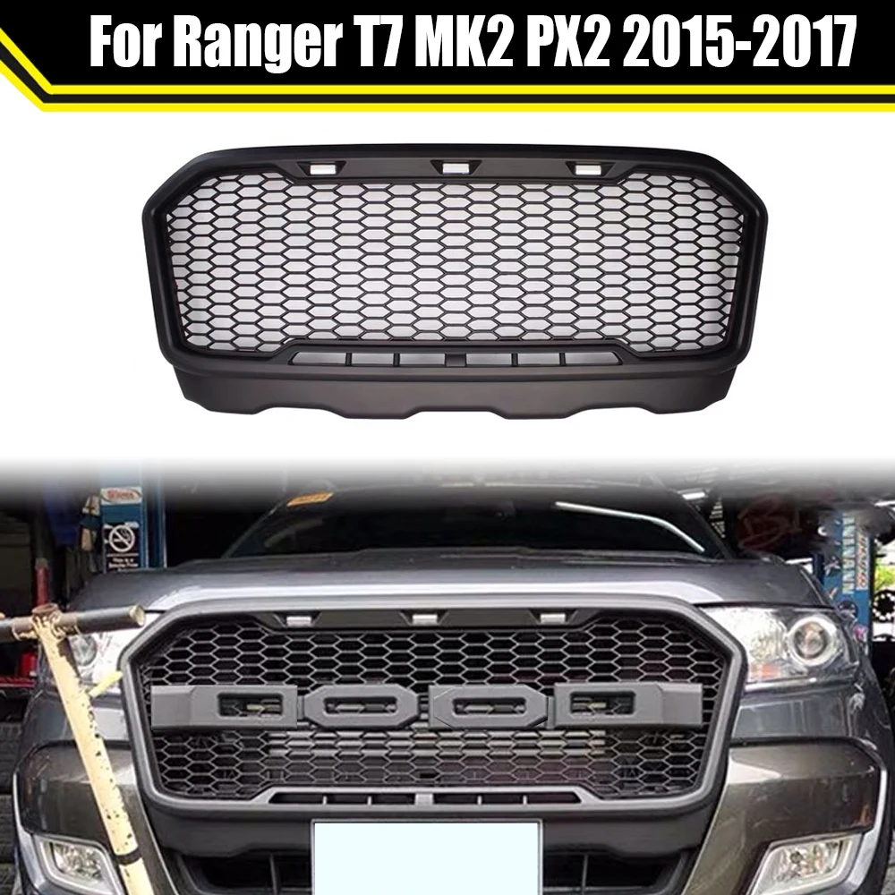 

Car Modified Grills Pickup 4x4 Accessories For Ranger T7 MK2 PX2 2015 2016 2017 Raptor Grille Mask Front Bumper Mesh Grill