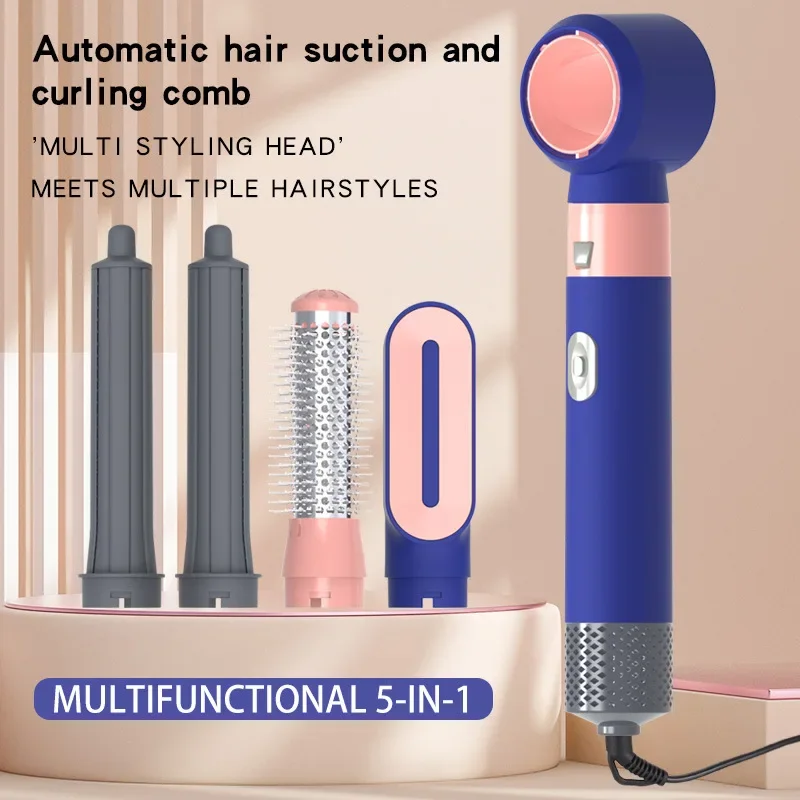 5 in 1 Multifunctional Hot Air Comb Self-priming Curling Iron Household Hair Dryer Fluffy Curling Hair Comb Straight Hair Comb