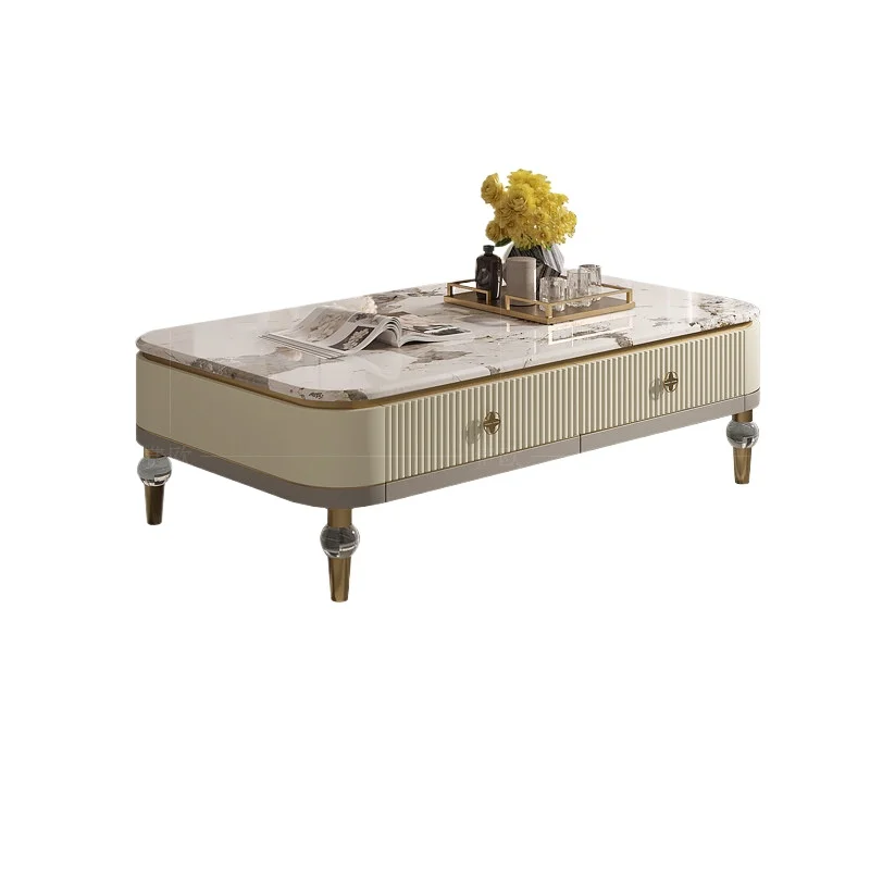 LMM light luxury coffee table modern living room Italian high-end fashion square marble simple tea machine