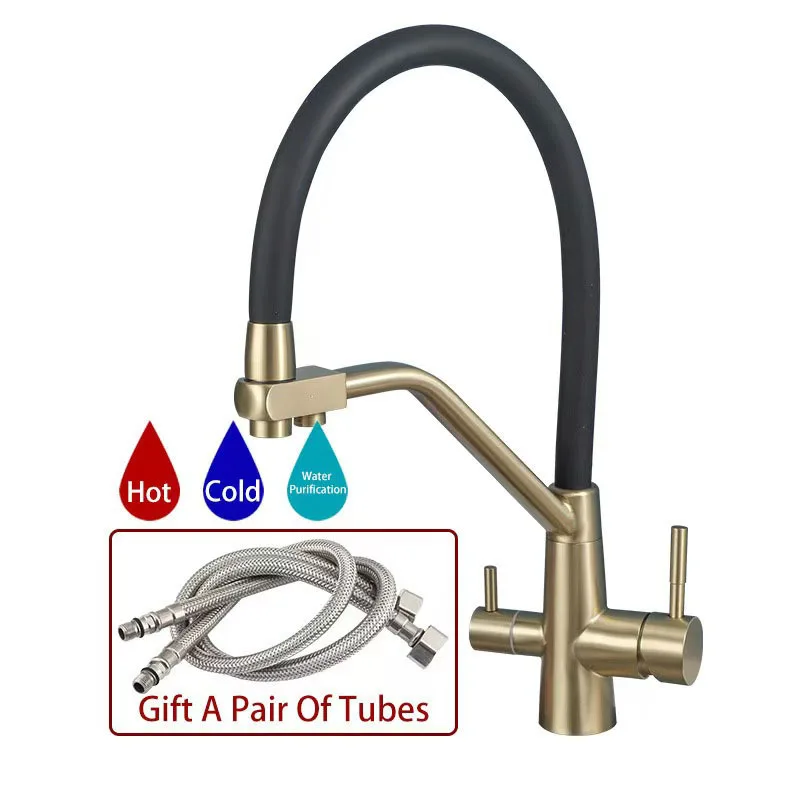 Kitchen Sink Faucet Tap Pure Water Filter Mixer Crane Dual Handles Purification Kitchen Hot and Cold Faucet