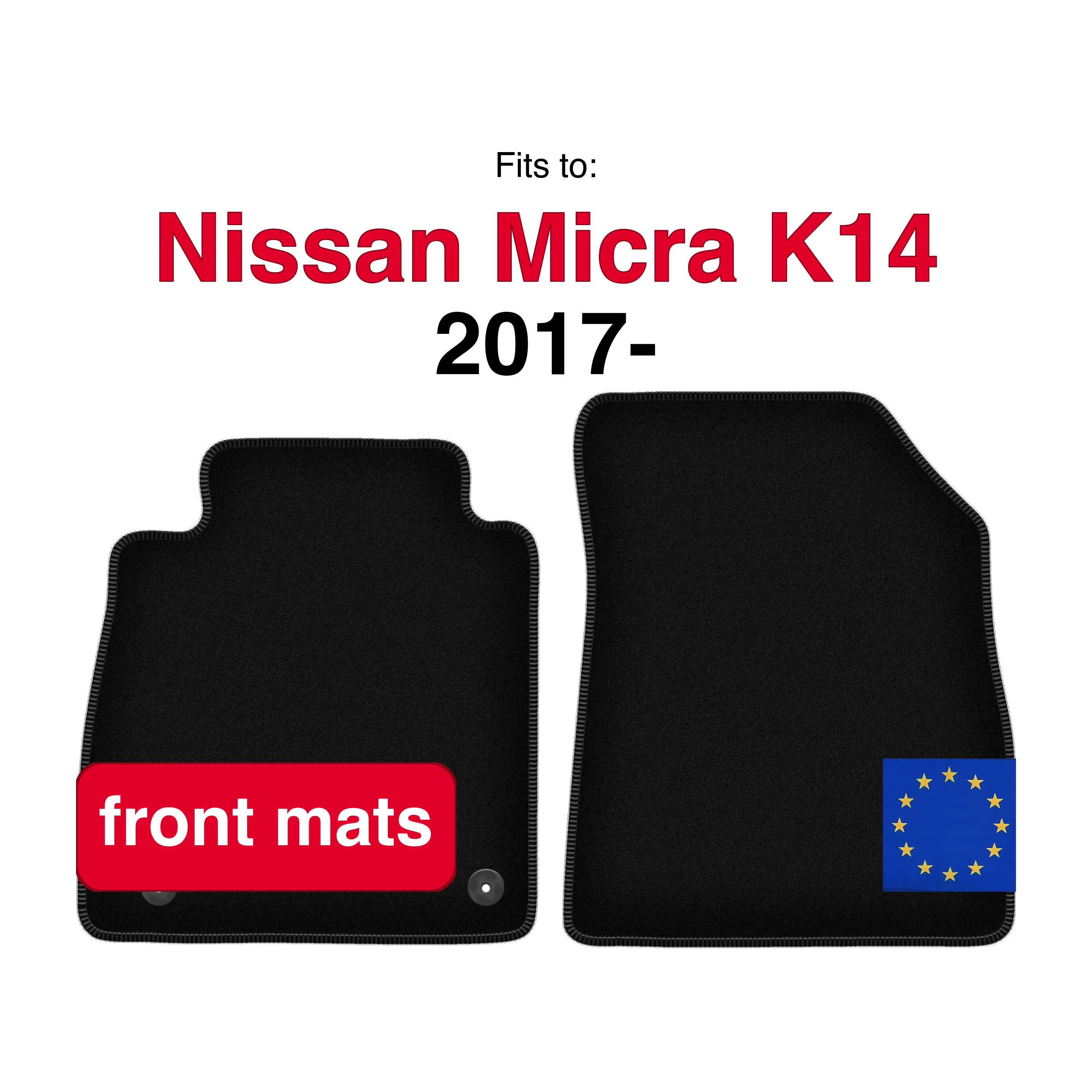 Voorste velours vloermatten voor Nissan Micra K14 hatchback (2017-) - Zwart (2 stuks) Voorkant auto vloermatten