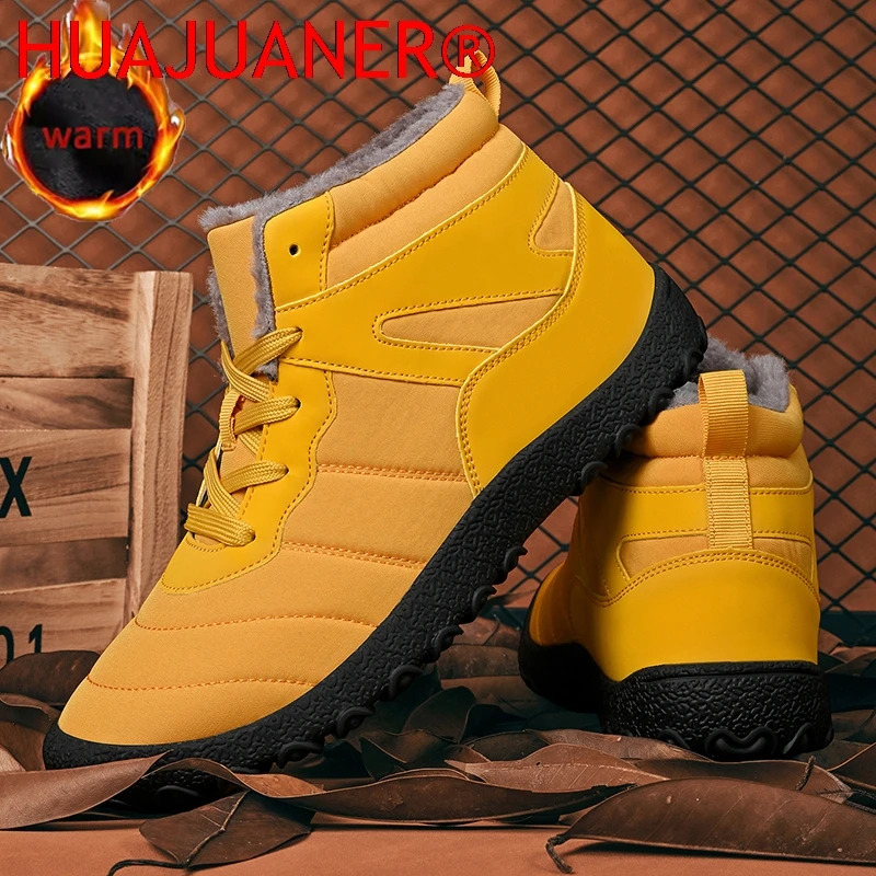 Winter Men Thick Plush Warm Boots Men's Snow Boots Outdoor Breathable Comfy Waterproof Snow Boots Couple Short Boot Shoe