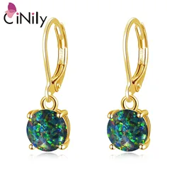 CiNily White & Pink & Blue Fire Opal Drop Dangle Earrings With Round Stone Silver Plated Jewelry Best Gifts for Girl Women