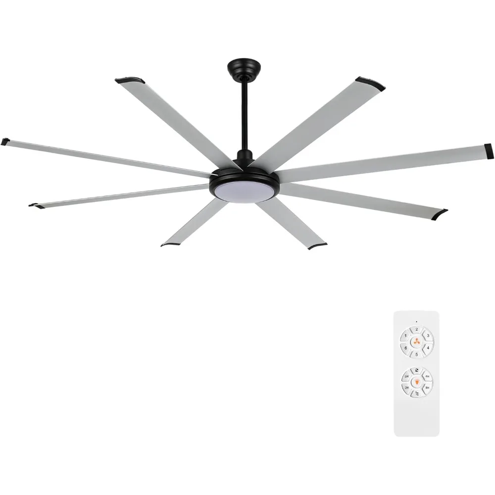 

80" with Lights and Remote Control, Aluminum Ceiling fan with 3 Downrod, 8 Reversible Blades, 6-Speed Noiseless DC Motor