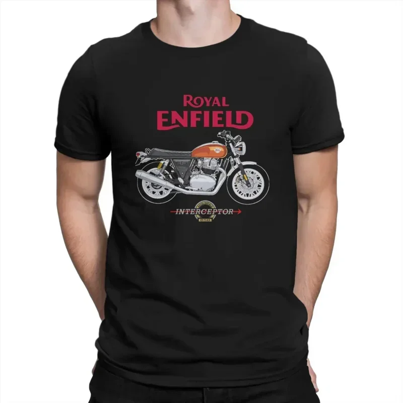 

One of British Retro Motorcycles Man TShirt Royal Enfields Interceptor 650 Fashion T Shirt Original Streetwear New Trend style