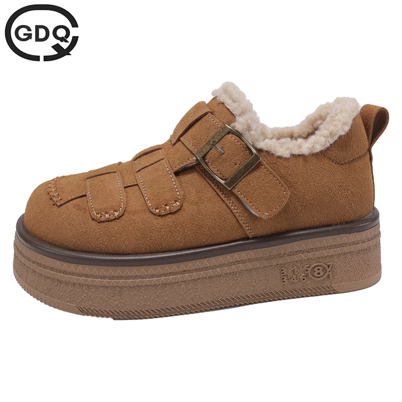 

GDQQ Новые теплые зимние ботильоны для женщин 2024, нескользящие утепленные плюшевые зимние ботинки из искусственной замши, женские удобные слипоны из мягкого хлопка