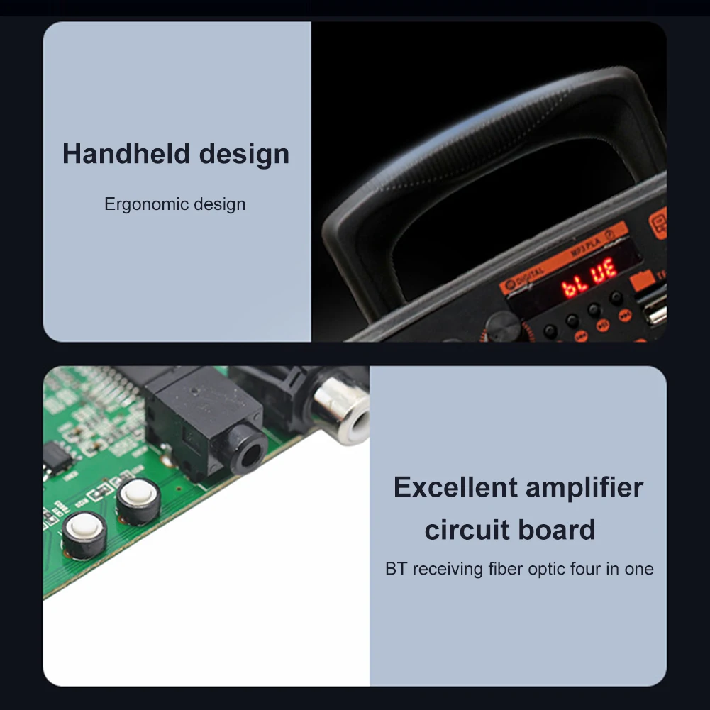 

Bluetooth-совместимая беспроводная портативная колонка с пультом дистанционного управления и микрофоном, мощный сабвуфер, громкий звук, портативная акустическая система.