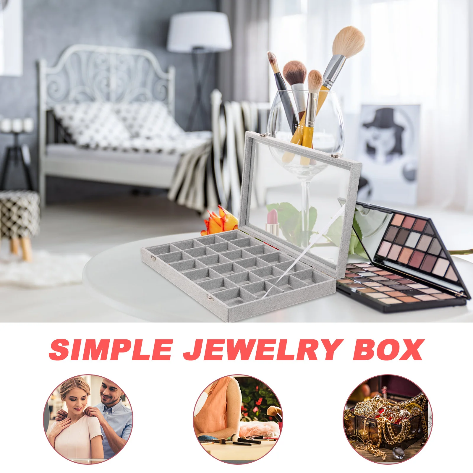 

Jewelry Box Portable Elegant Design Adjustable Compartments Jewelry Organizer Case for Earrings Necklaces Bracelets Travel