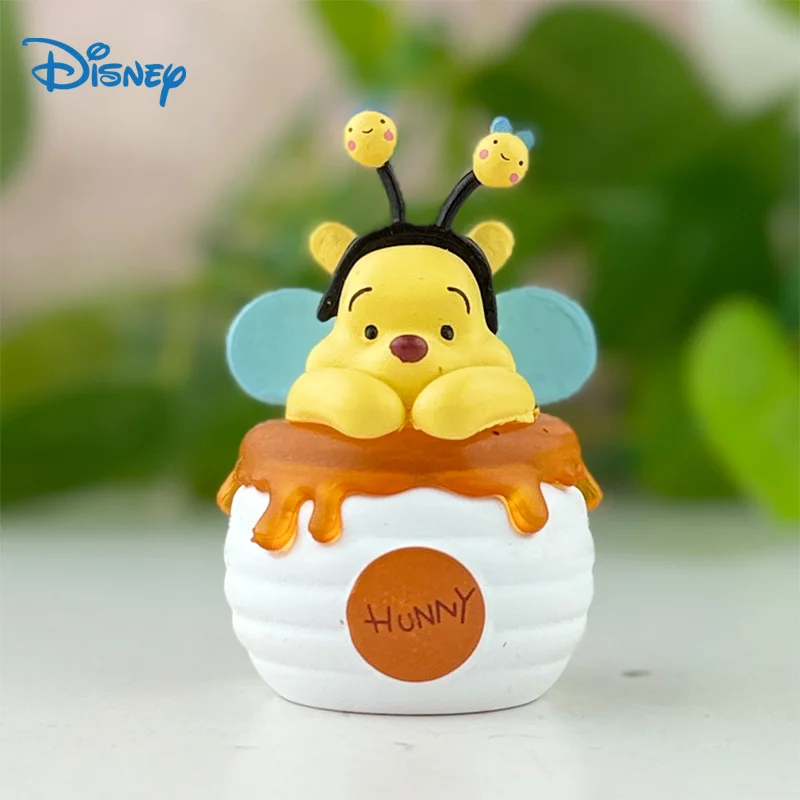 

Cute Bee Winnie The Pooh Figure Honey Pot Model Disney Doll Car Dashboard Desktop Ornament Cake Topper Kids Gift Collection