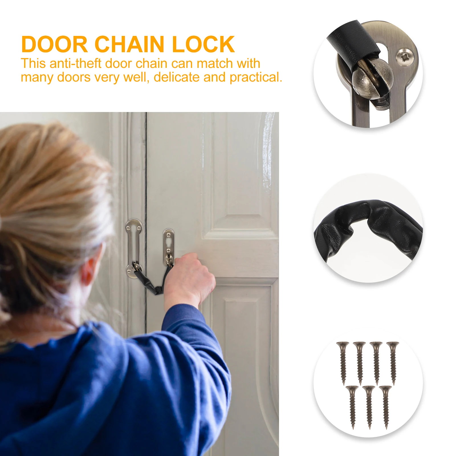 

Anti-theft Door Bolt Stainless Steel Buckle Chain Safety Lock Interior Heavy Duty Sturdy