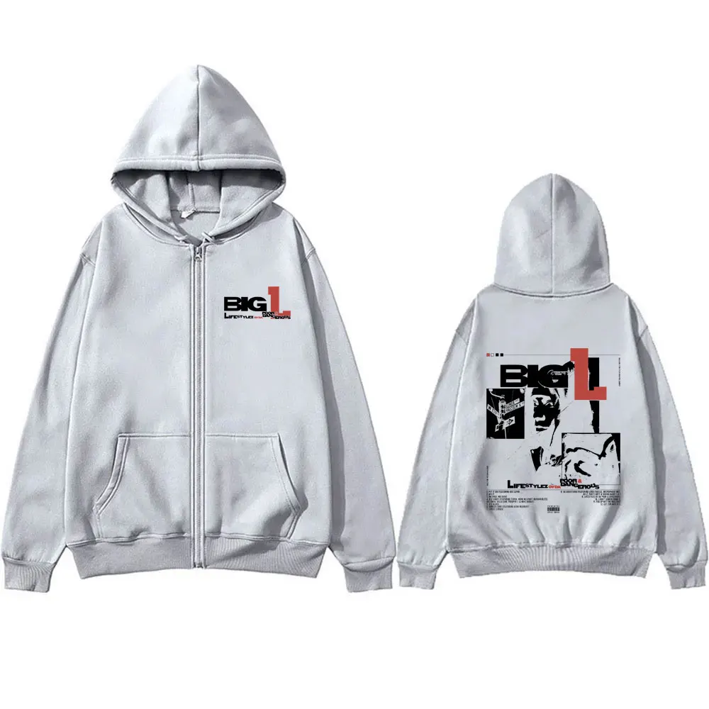 Sweats à capuche zippés pour hommes, The Notorious Big L, LifParalymcopy, Lez of The 418, Eerous Zipper Hoodie, Biggie Smalls Zip Up, Hip Hop Jacket