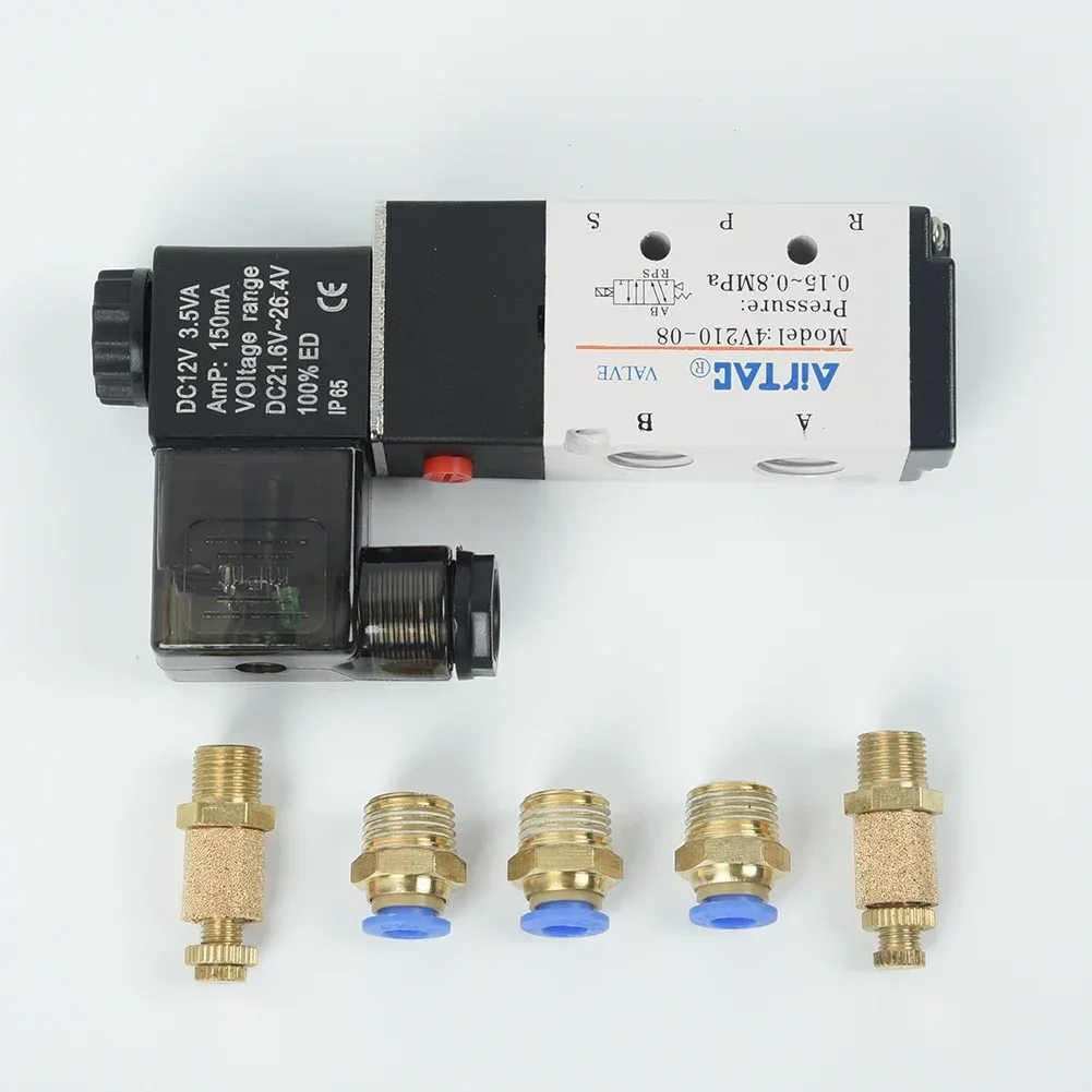 

1 комплект глушителей управления скоростью потока, электромагнитный клапан, штекерные разъемы 4V210-08, 12 В постоянного тока, электромагнитный пневматический клапан, 5 портов, 2 положения