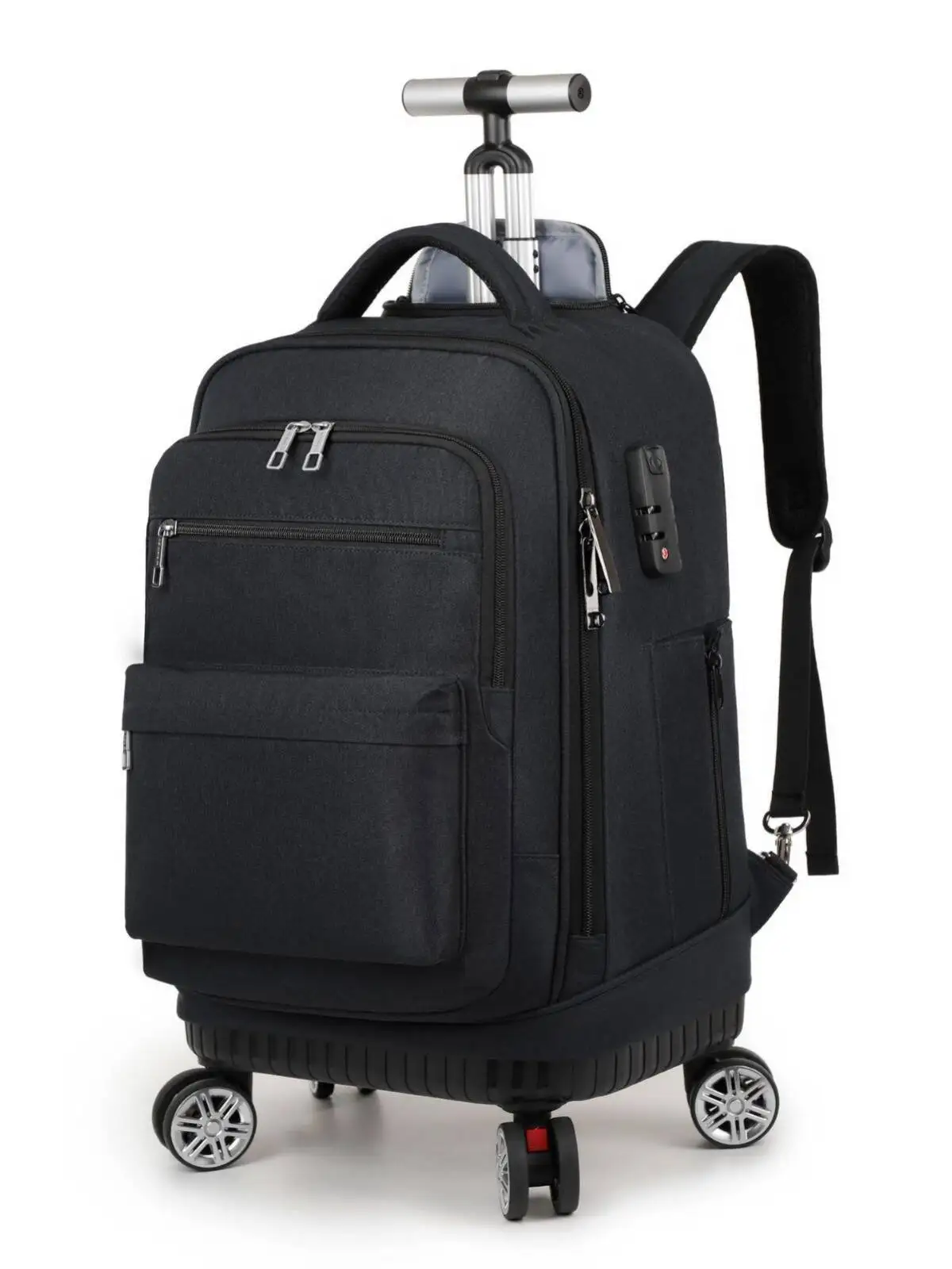 Rolling Backpack Carry On Luggage Travel Laptop Backpack Wheels Men Women Water Resistant Wheeled Rucksack Bag Large Capacity