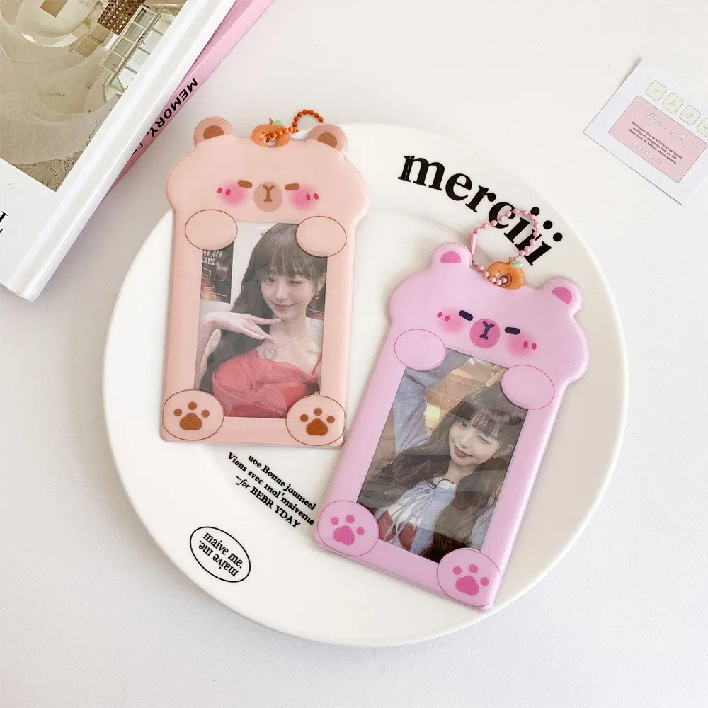 لطيف PVC جرو بطاقة كم كابيبارا مفتاح سلسلة حامل بطاقة الصور الكورية نمط الكرتون حافلة حامل البطاقة المدرسة