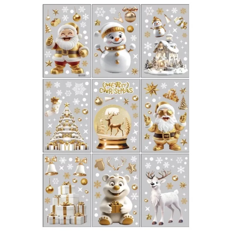 مجموعة 6 أوراق مع ملصقات أرقام كرة عيد الميلاد للعام الجديد لزجاج الشتاء وندرلاند ديكور العطلة شارات نافذة عيد الميلاد