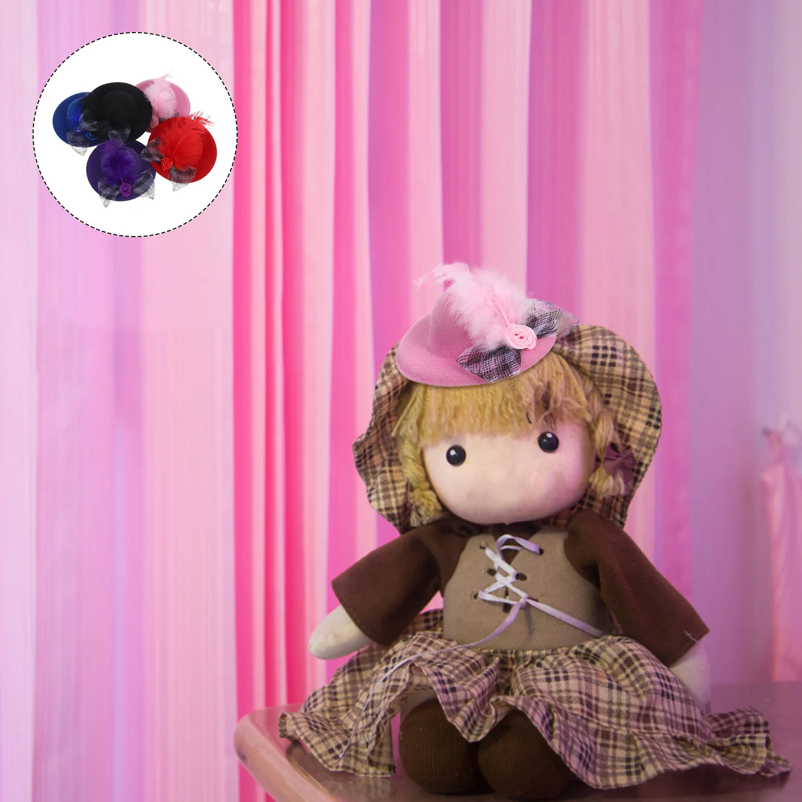 

5Pcs Mini Top Hats Breathable Lightweight for Crafts Small Miniature Dollhouse Accessories Perfect for DIY Dress Up Hair
