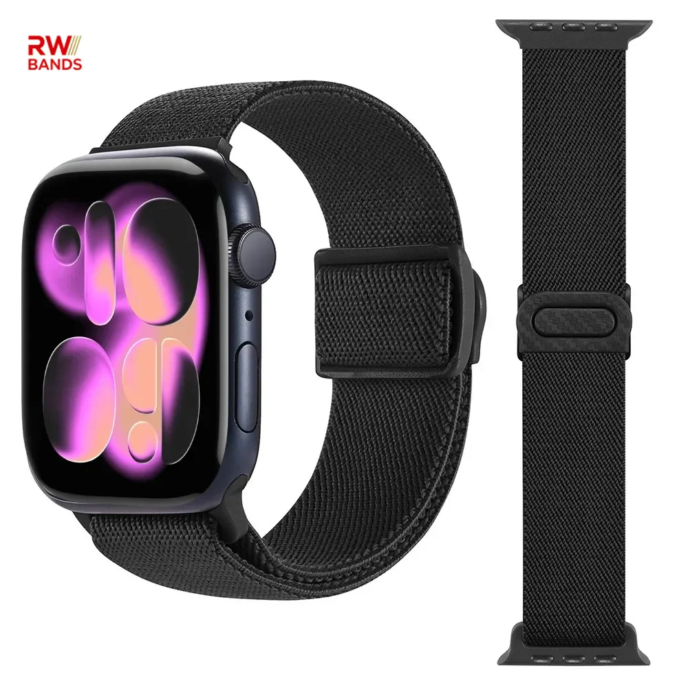 Nylonarmband für Apple Watch Band 45 mm 42 mm 44 mm 41 mm 46 mm elastisches Carbon-Armband IWatch Serie 11 10 9 8 SE Ultra 2/3 Bänder