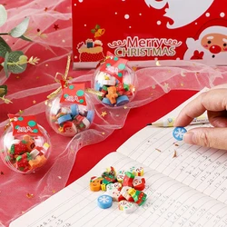 20pcs Merry Christmas Erasers for Kids Gifts Kawaii Stationery Novelty Santa Tree Mini Rubber School Cute Office Supplies