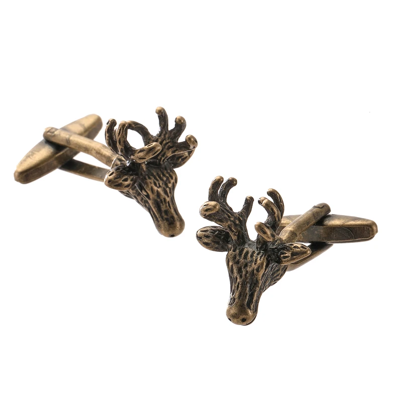 DY High quality brass material back to ancient design deer head Cufflinks Men\'s French shirt Cufflink wholesale Jewelry