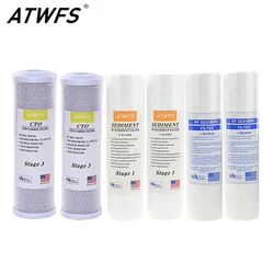 Cartuccia filtro acqua ATWFS 2 pezzi 5Micron PPF cotone + 2 pezzi 1Micron PPF cotone + 2 pezzi sistema di osmosi inversa a carbone attivo